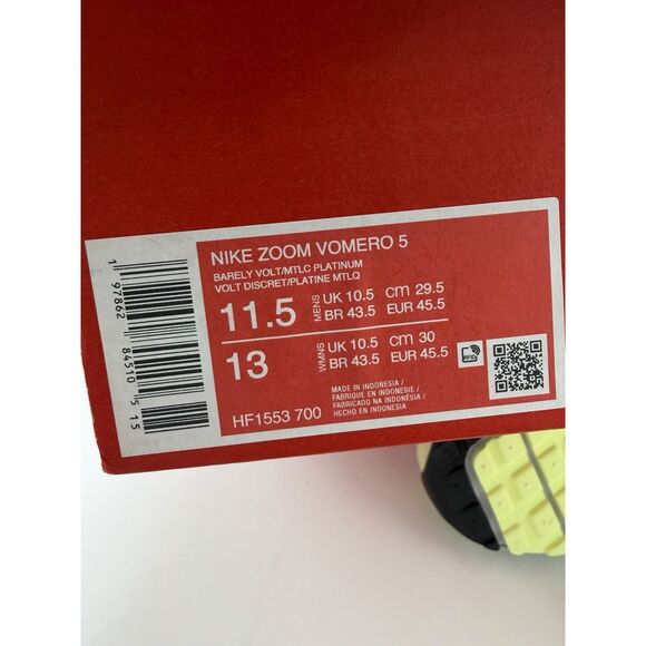 Nike Men's Zoom Vomero 5 Shoes HF1553 700 Barely Volt Size 11.5 Nwb No Lid - Picture 6 of 6